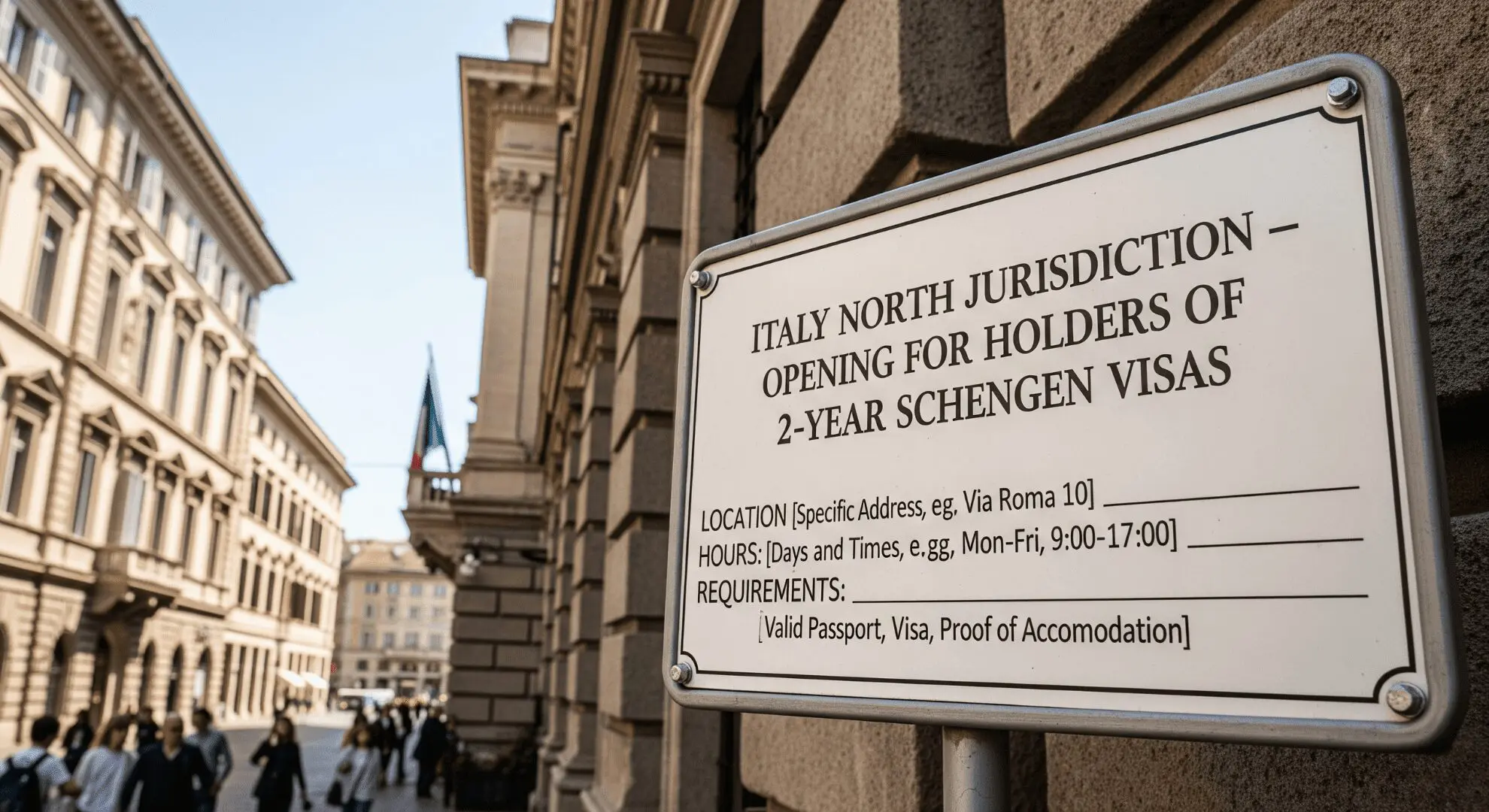 Italy North Jurisdiction – Opening for Holders of 2-Year Schengen Visas